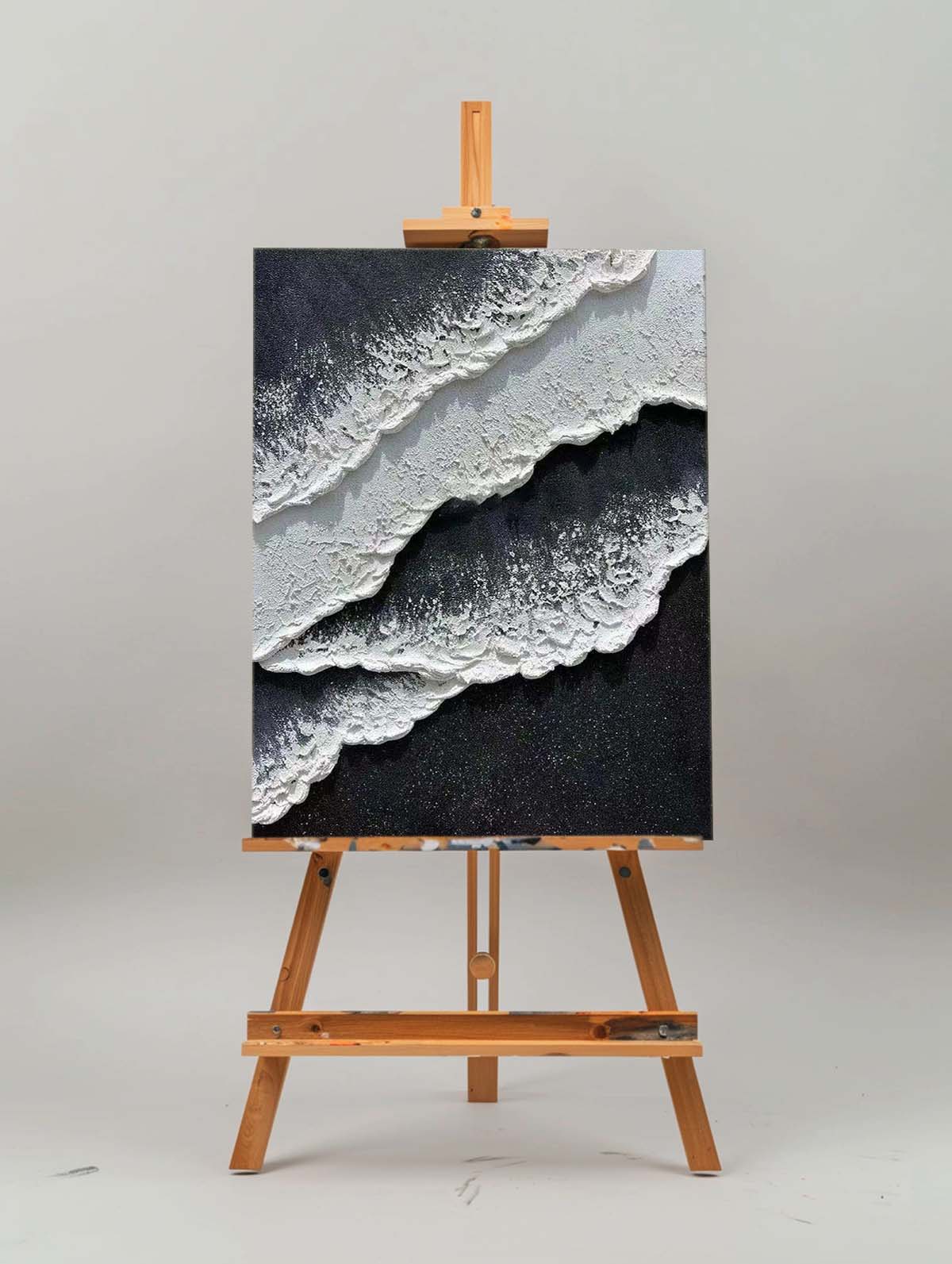 Minimalist Black & White Texture Painting CM#131