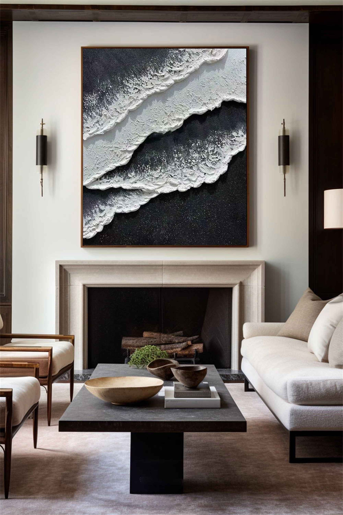 Minimalist Black & White Texture Painting CM#131