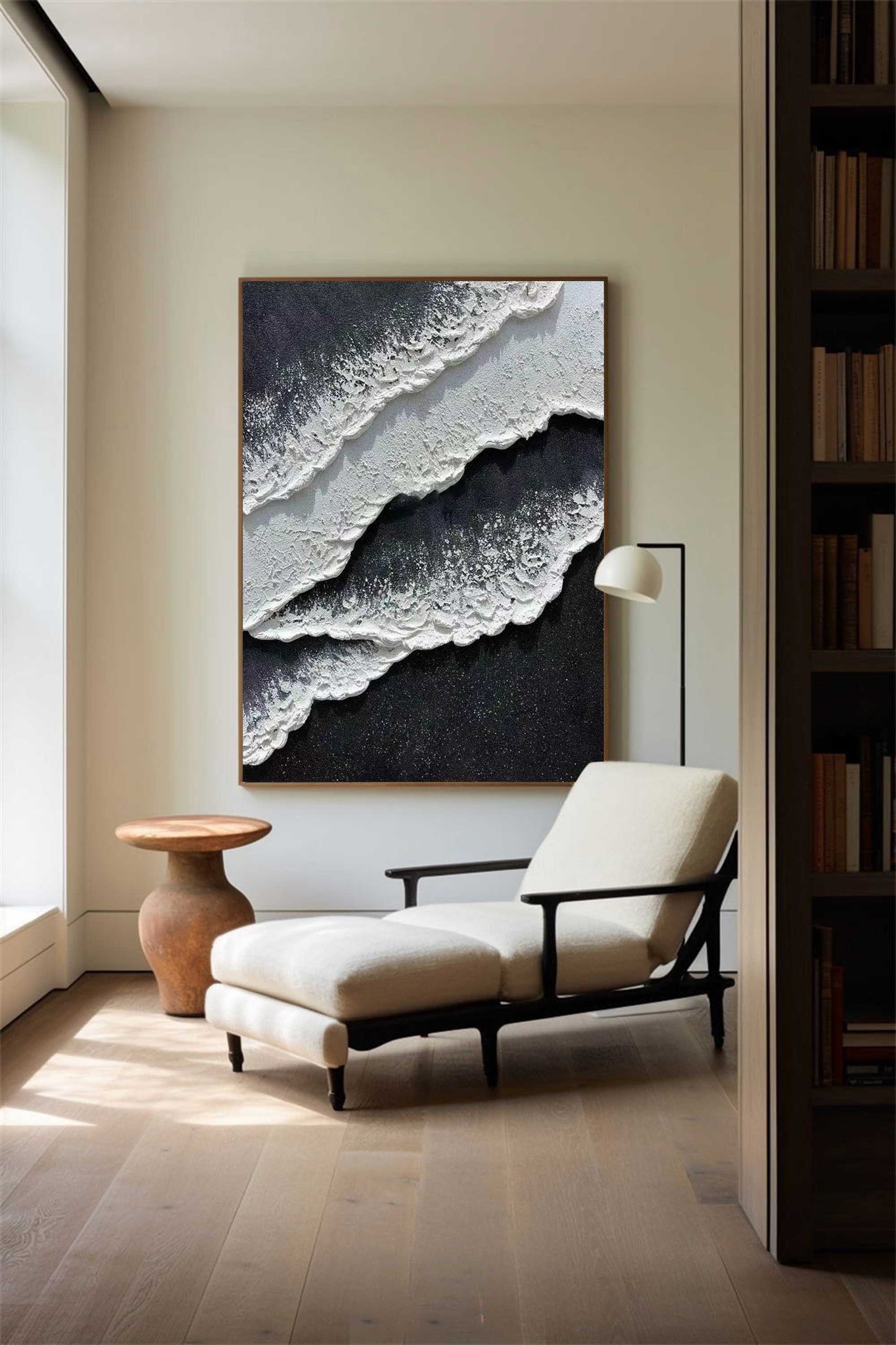 Minimalist Black & White Texture Painting CM#131
