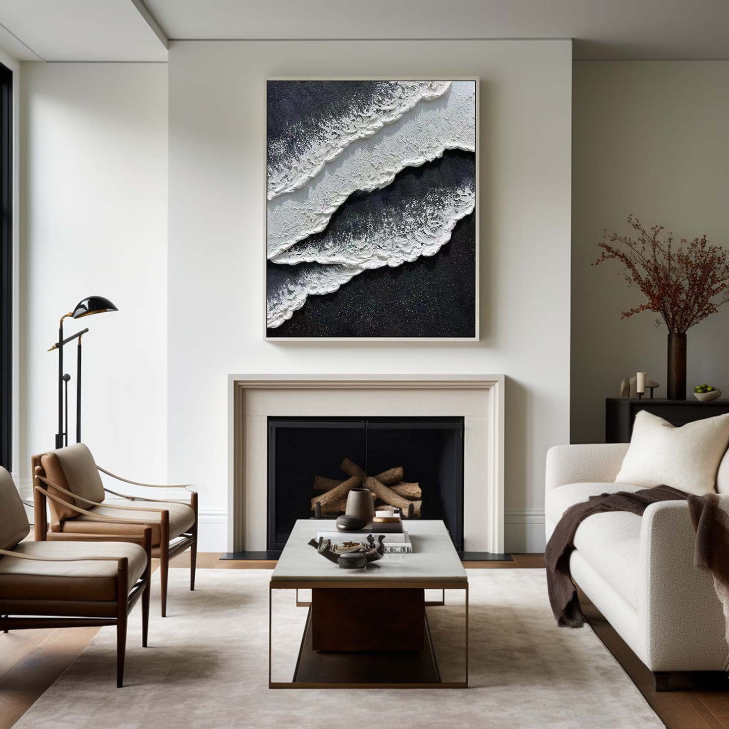 Minimalist Black & White Texture Painting CM#131