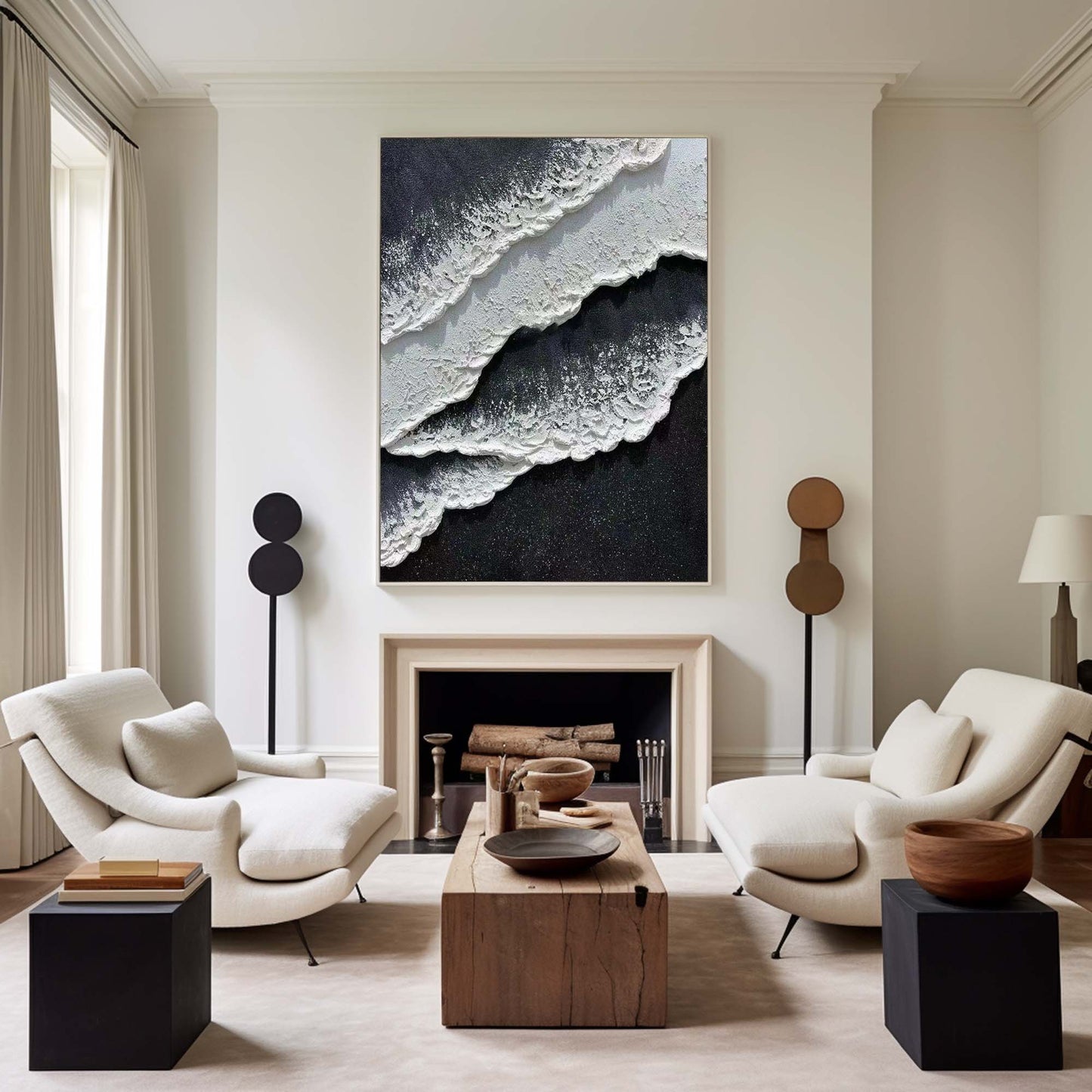 Minimalist Black & White Texture Painting CM#131