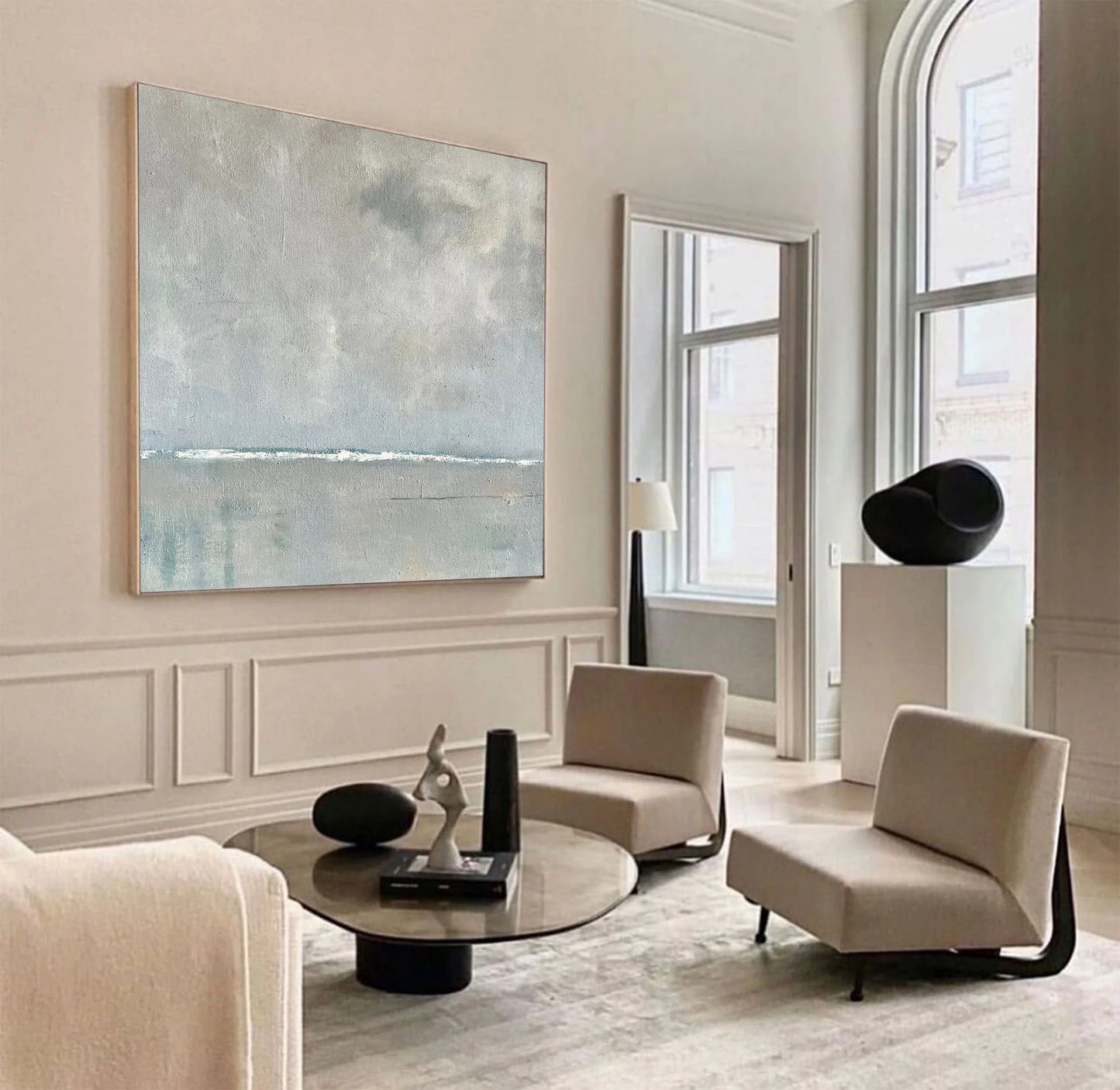Minimalist Grey Blue Painting CM#113