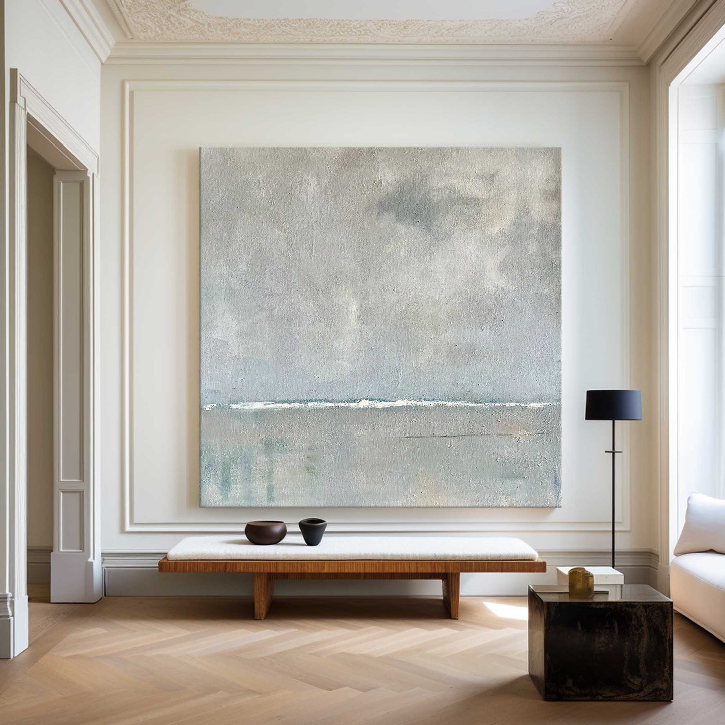 Minimalist Grey Blue Painting CM#113