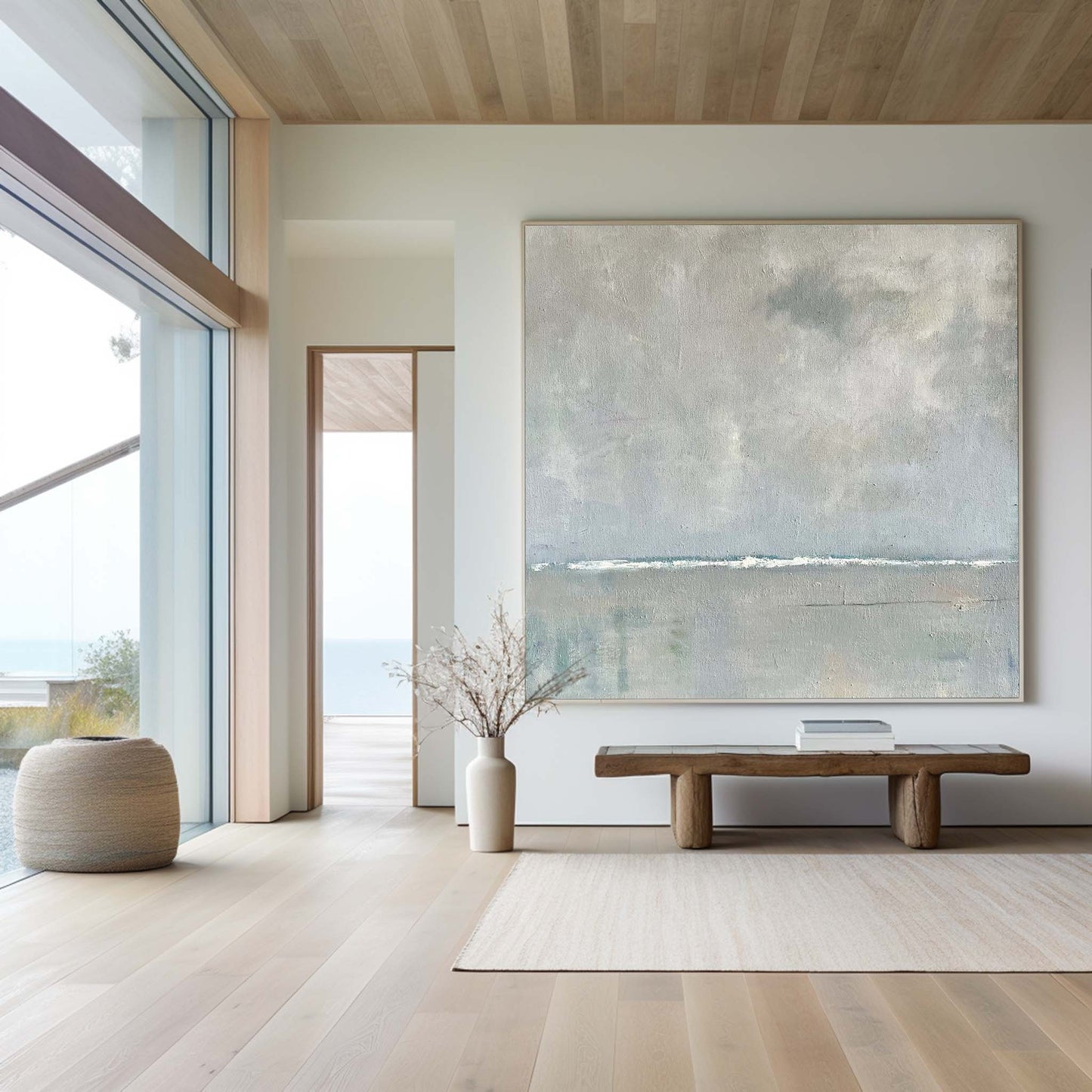 Minimalist Grey Blue Painting CM#113