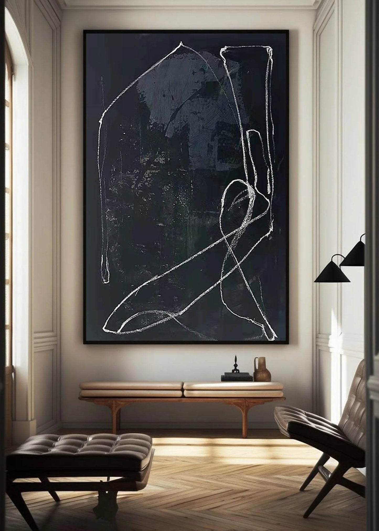 Minimalist Black Line Painting CM#117