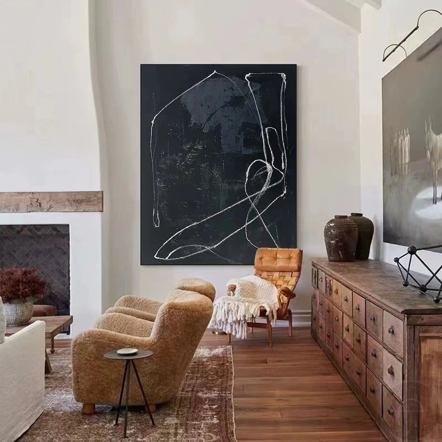 Minimalist Black Line Painting CM#117