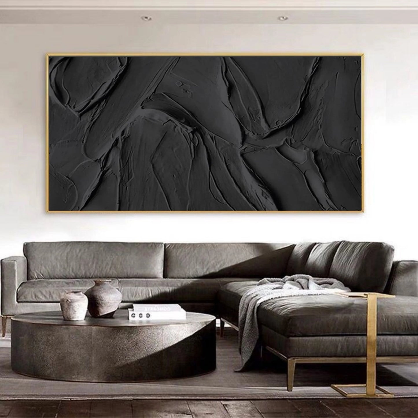 Wabi-Sabi Texture Painting Black TA#036