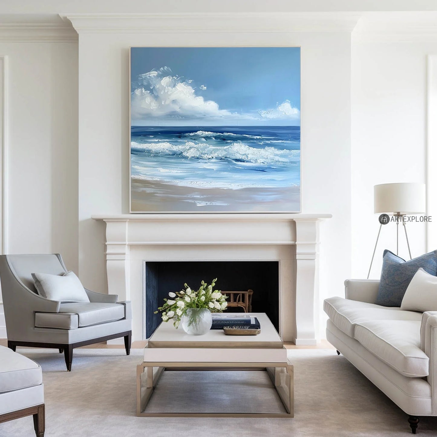 Minimalist Blue Ocean Painting CM#132