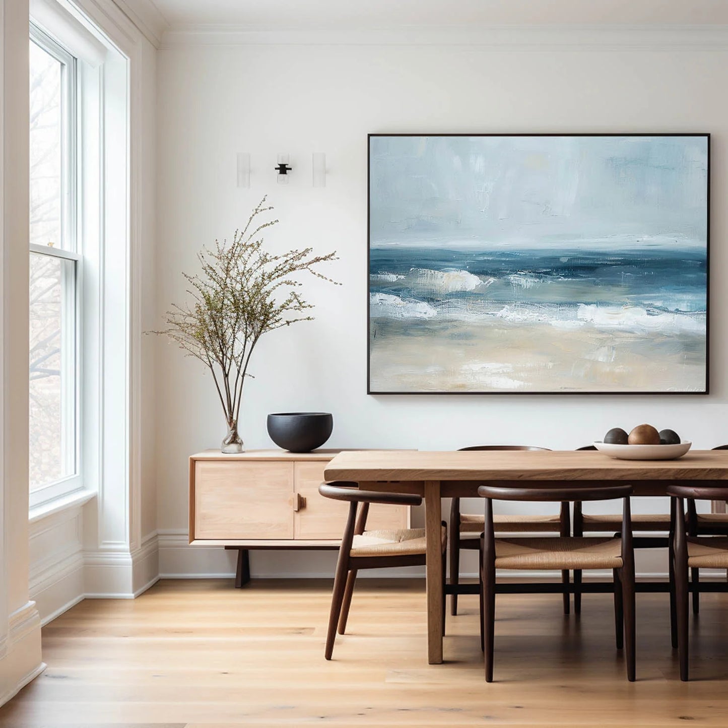 Minimalist White Golden Ocean Painting CM#125