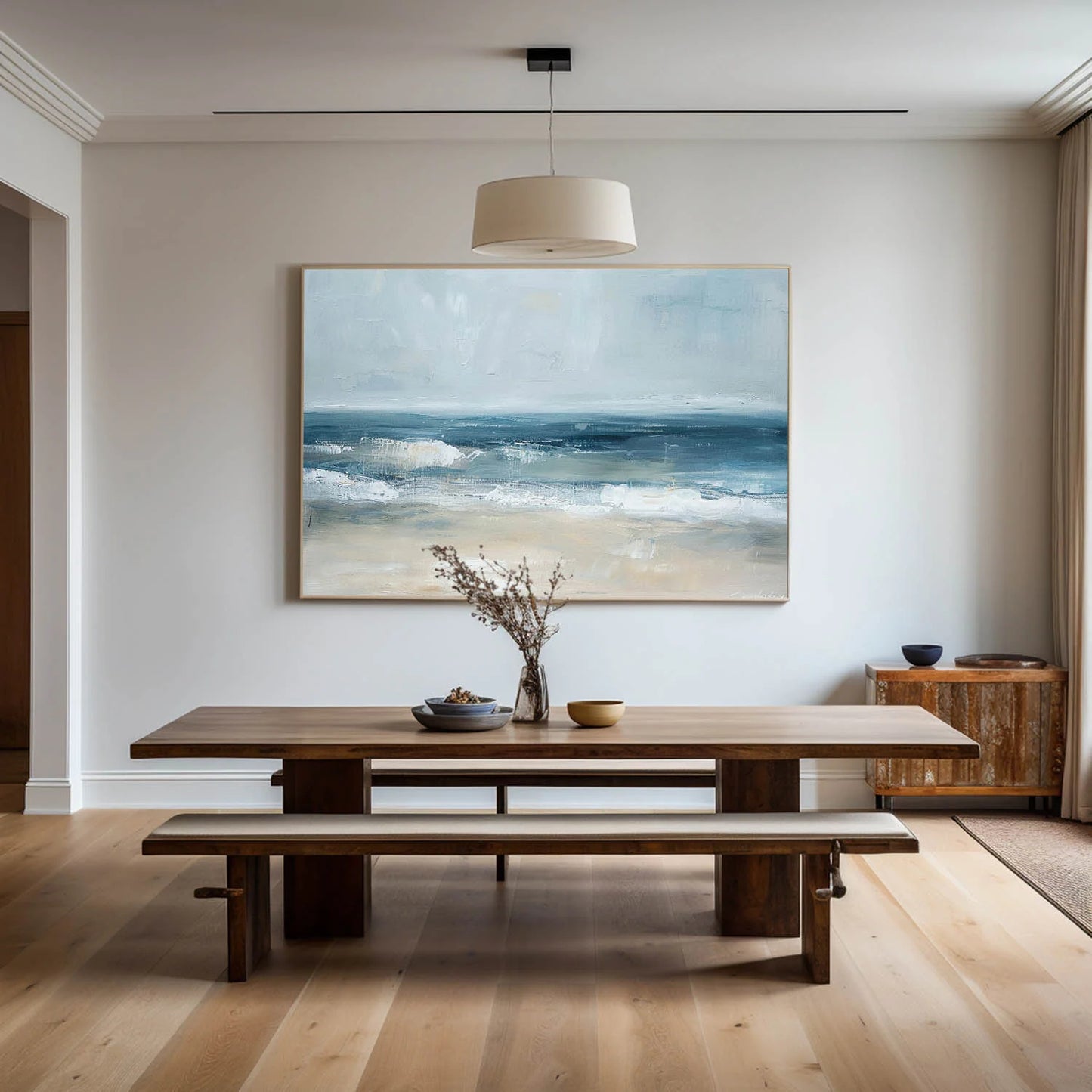 Minimalist White Golden Ocean Painting CM#125