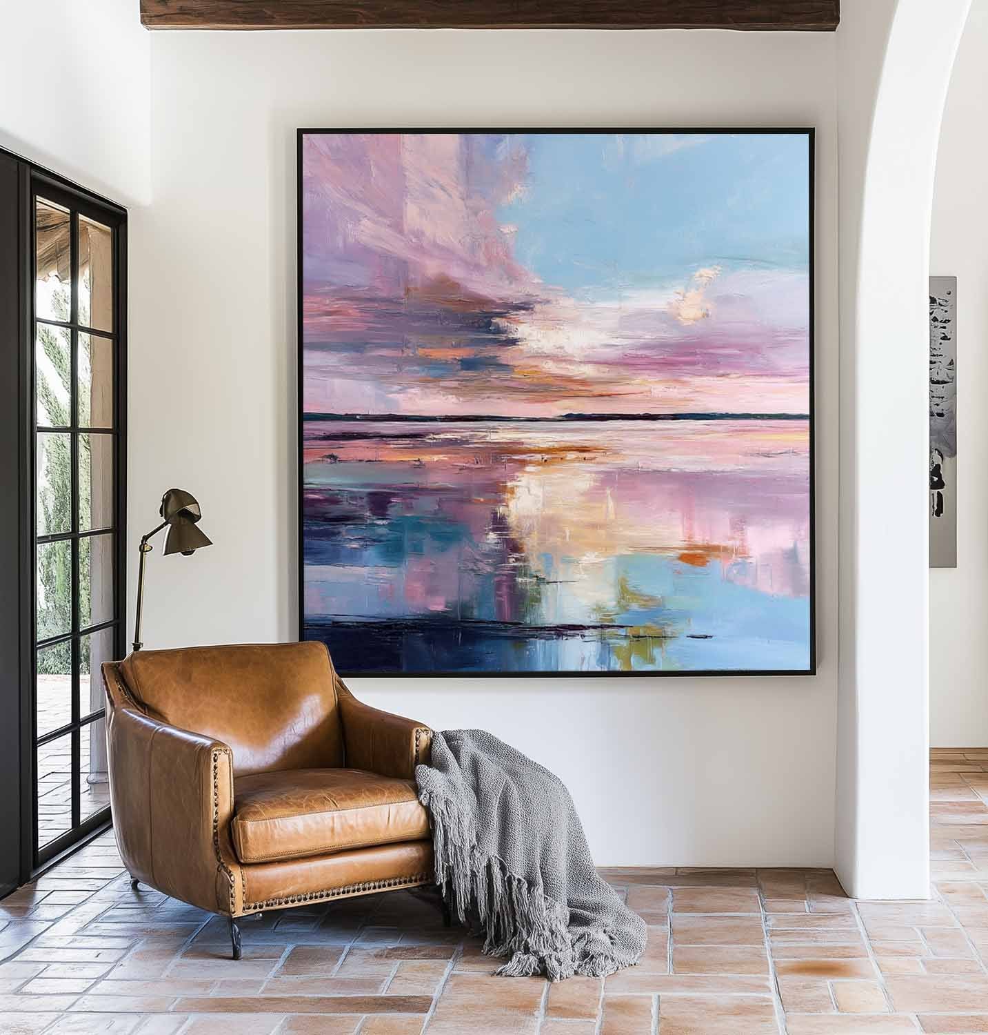 Minimalist Purple Landscape Painting CM#153