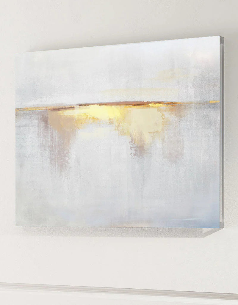 Minimalist White Golden Ocean Painting CM#123