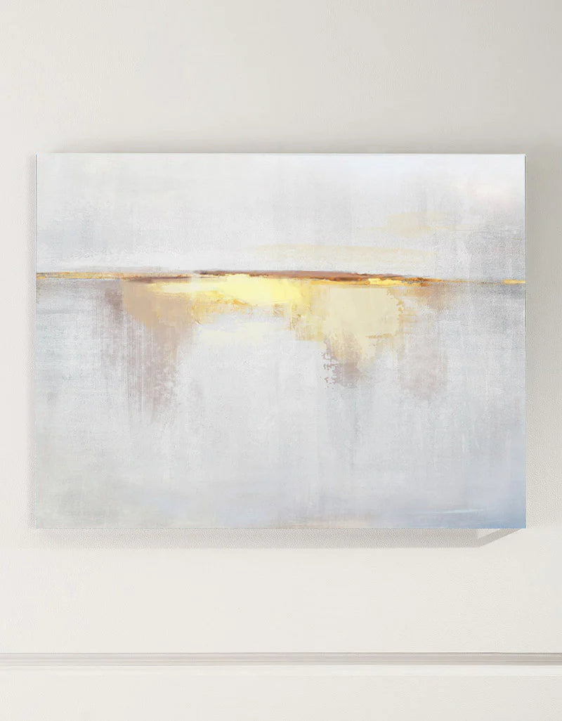 Minimalist White Golden Ocean Painting CM#123