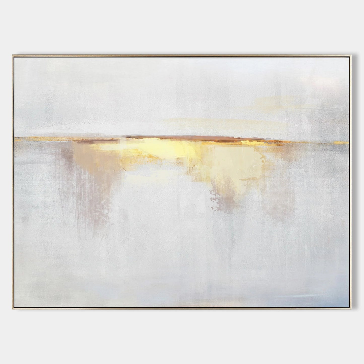 Minimalist White Golden Ocean Painting CM#123
