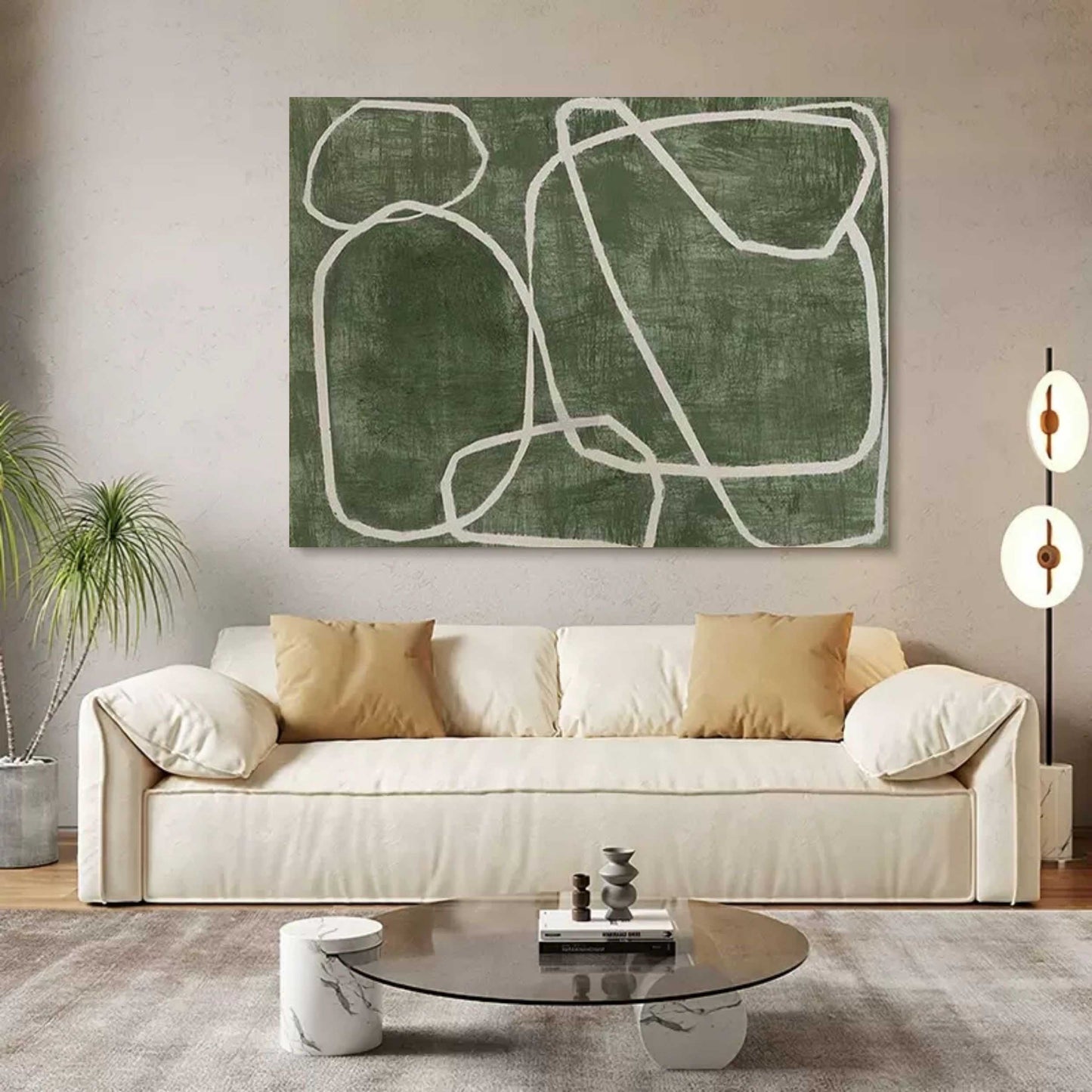 Wabi-Sabi Painting geometric Green WS#025