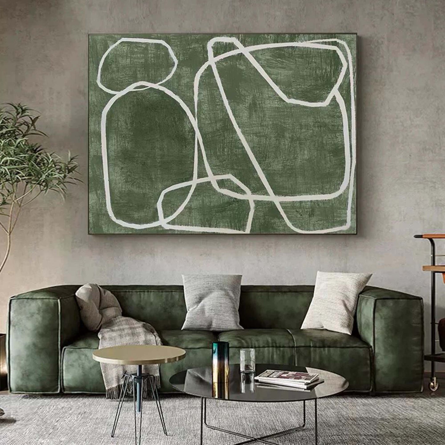 Wabi-Sabi Painting geometric Green WS#025