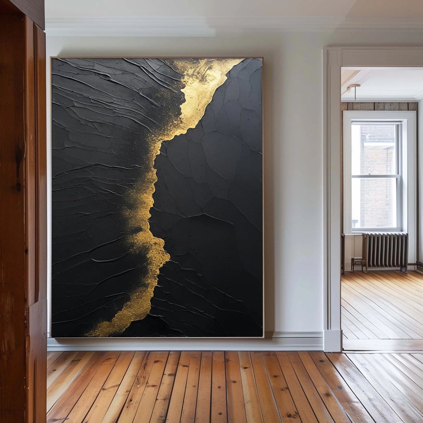 Minimalist Black Golden Painting CM#116