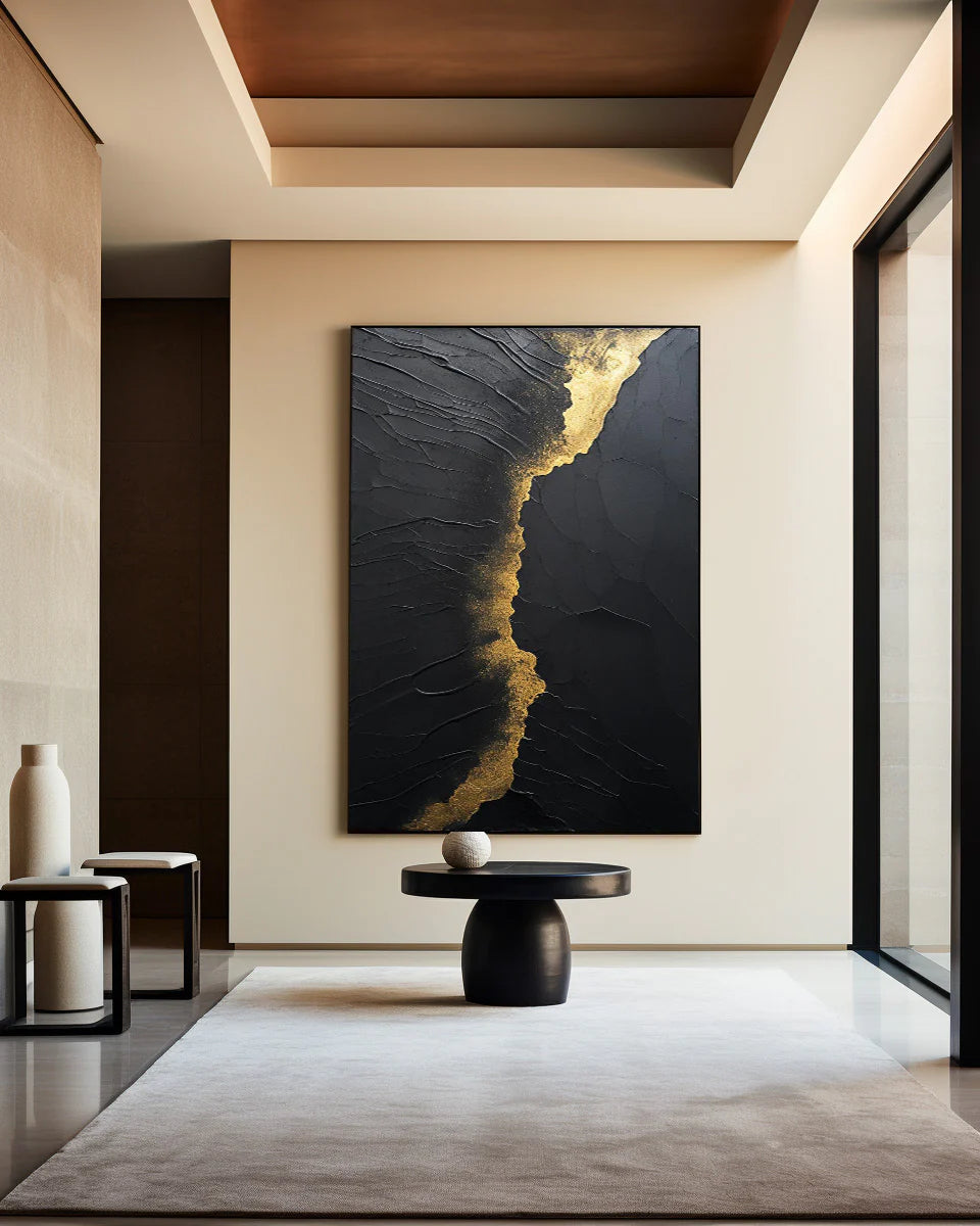 Minimalist Black Golden Painting CM#116