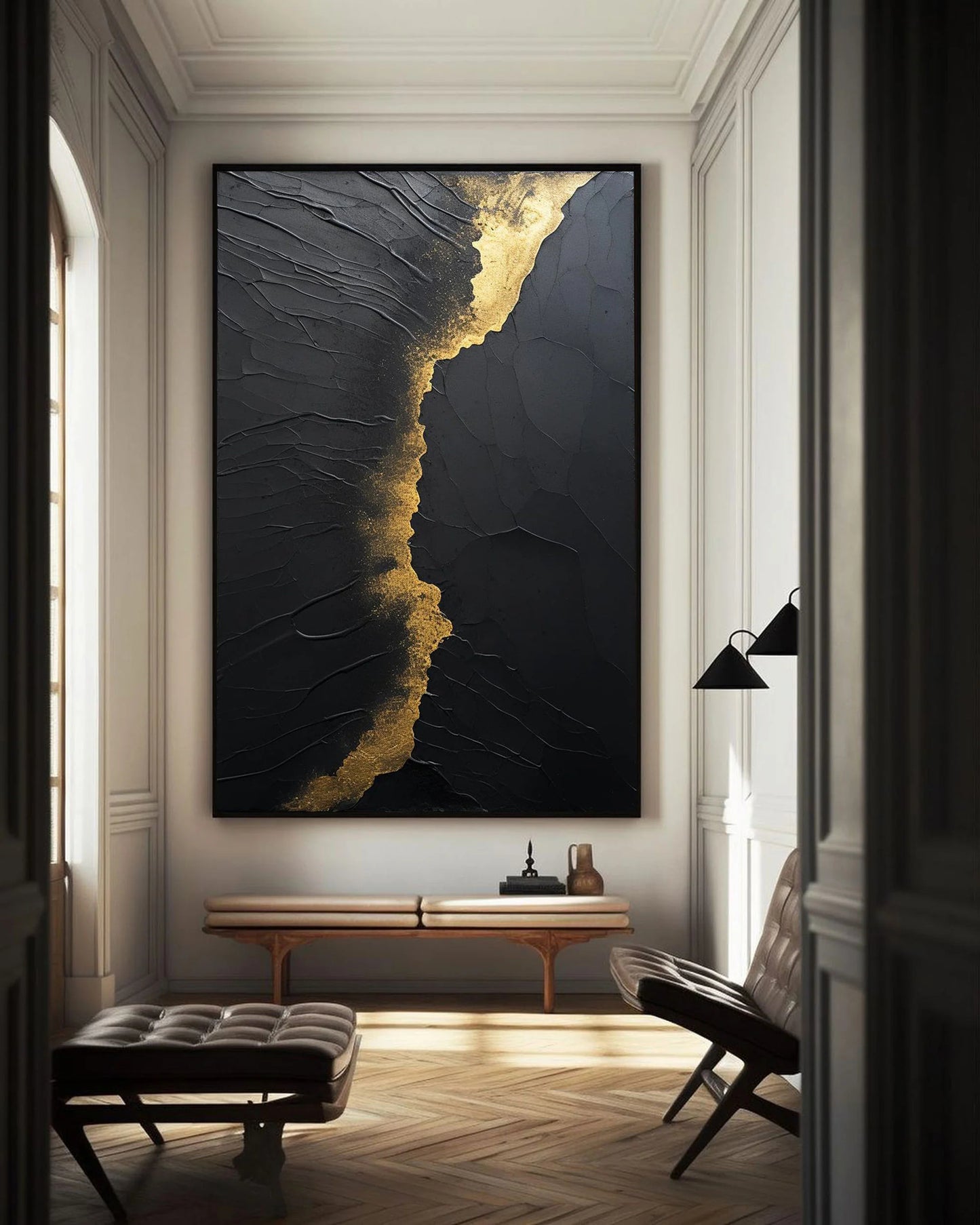Minimalist Black Golden Painting CM#116