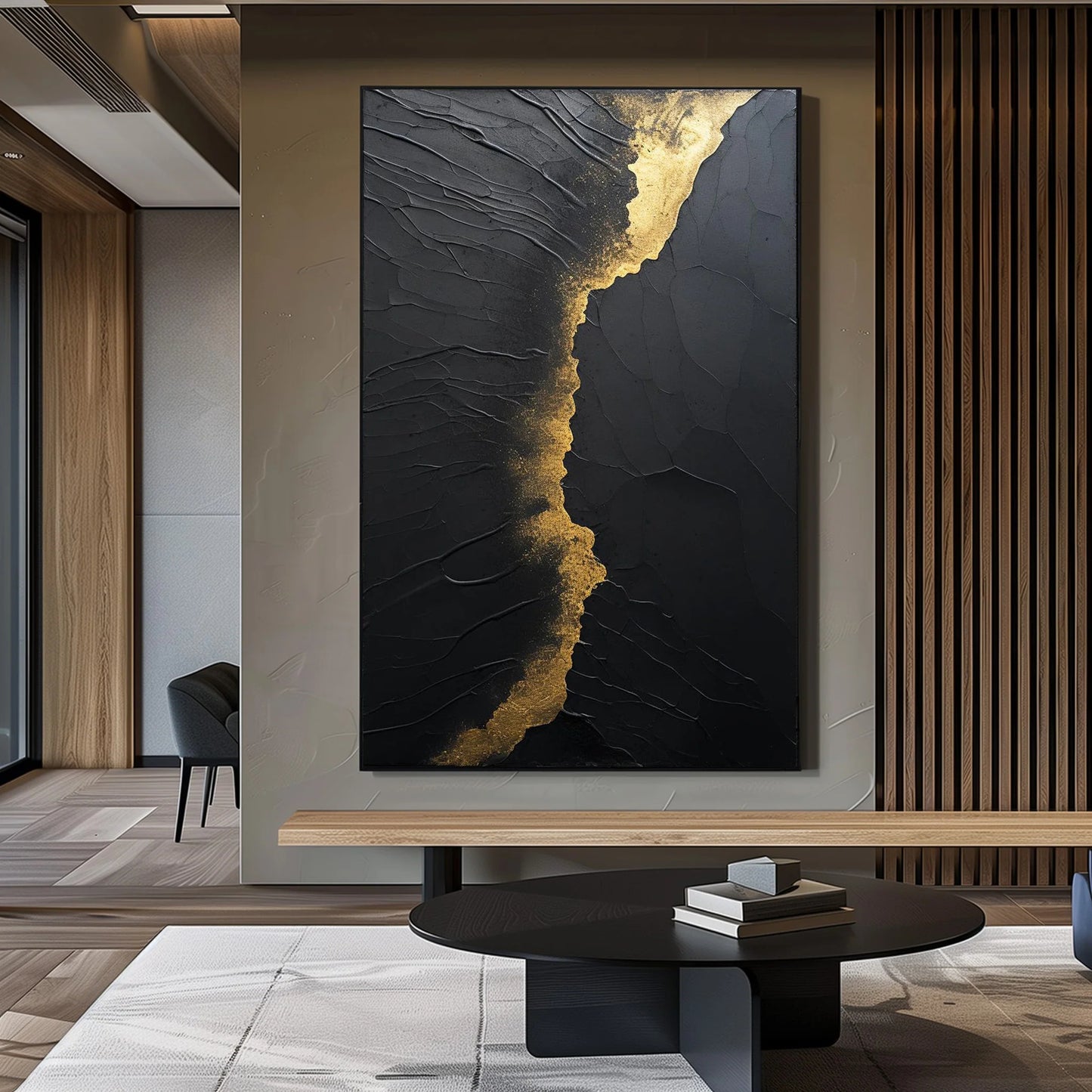 Minimalist Black Golden Painting CM#116