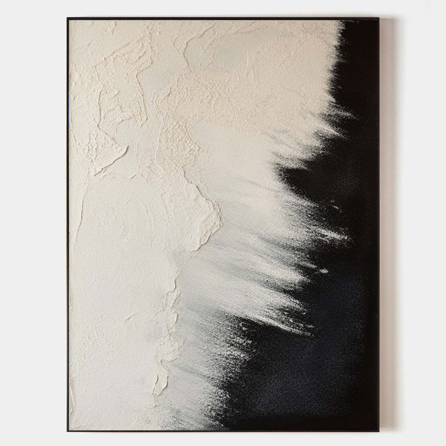 Minimalist Black White Beach Painting CM#136