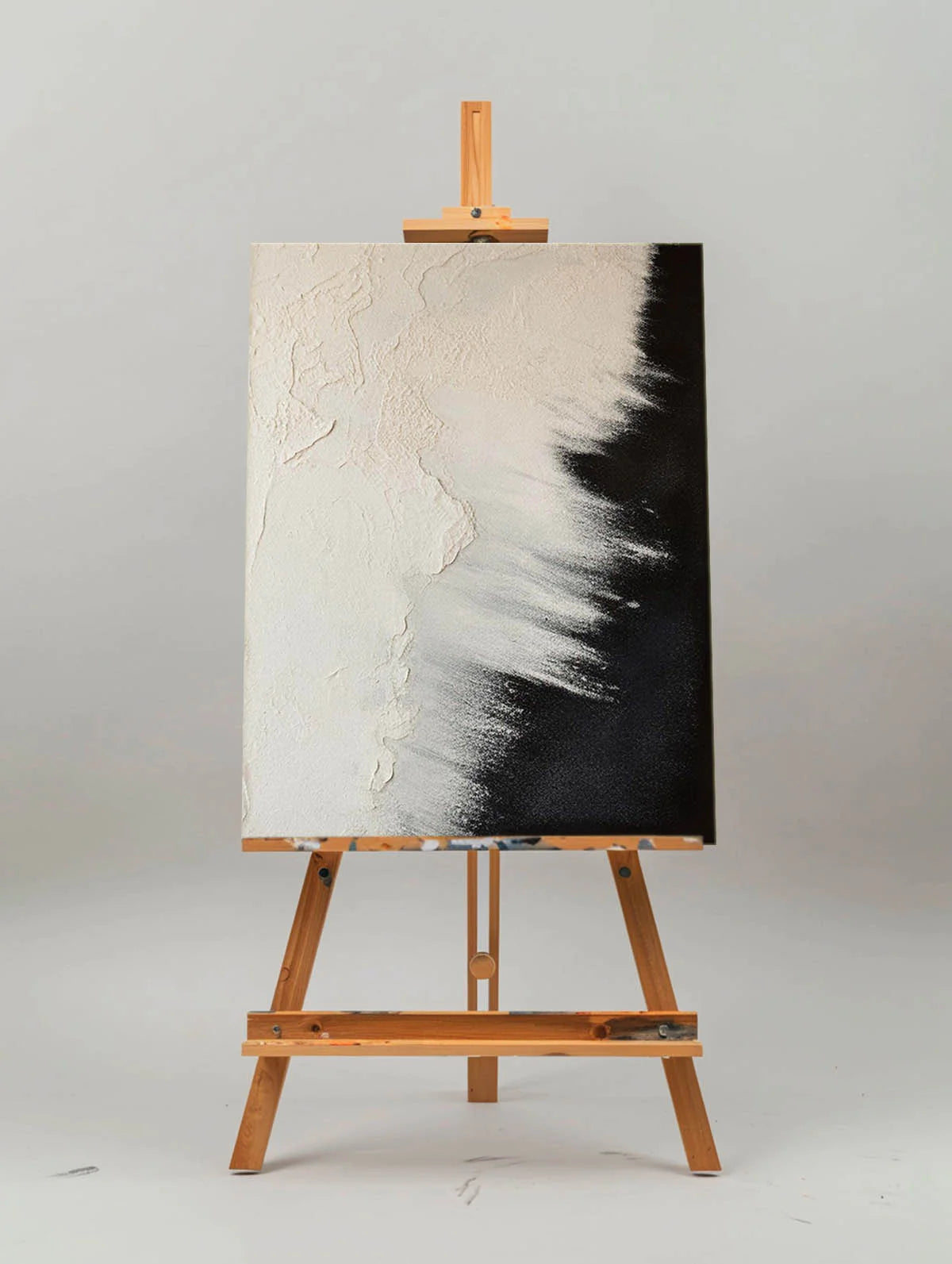 Minimalist Black White Beach Painting CM#136
