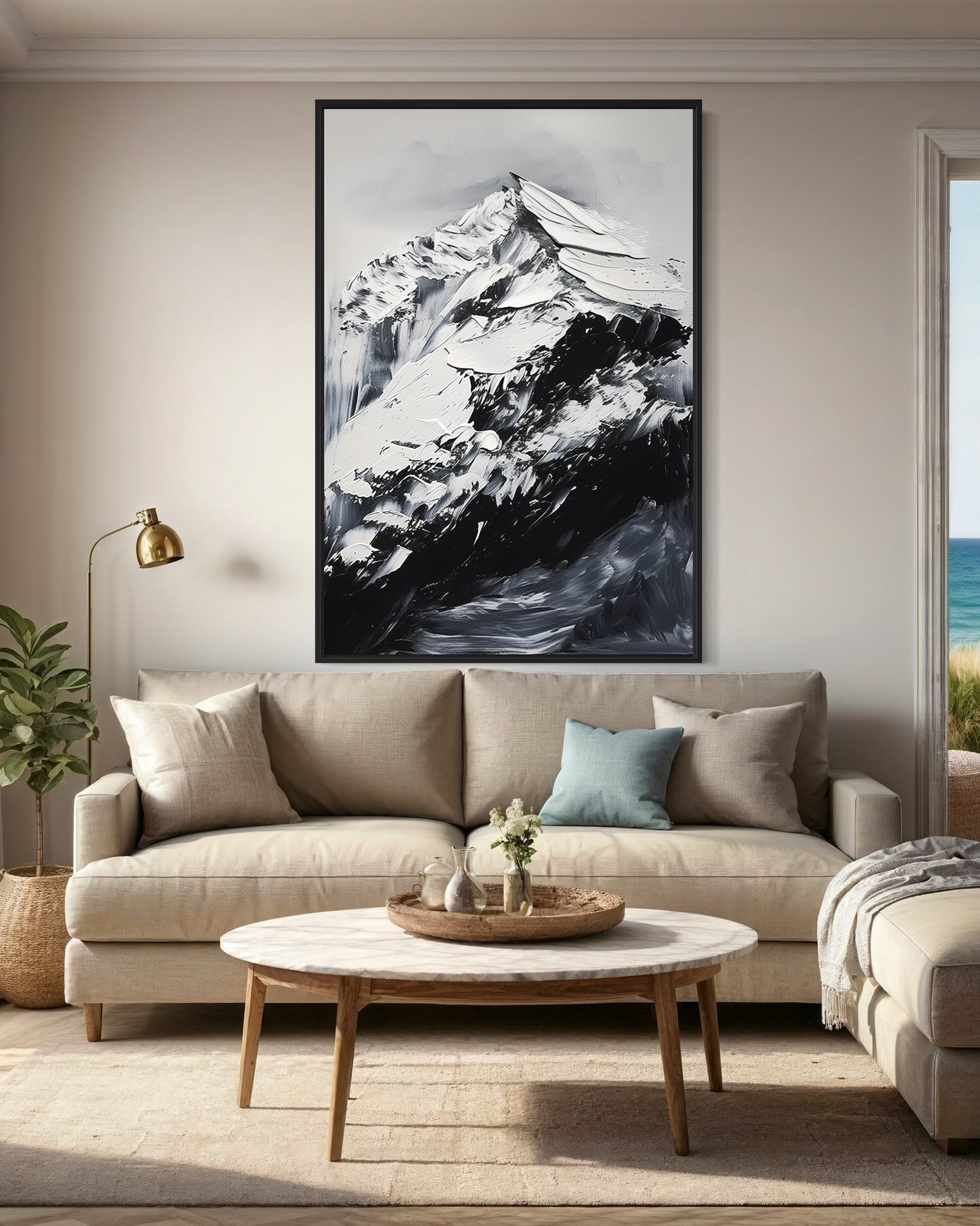 Black White Mountain Painting WS#066