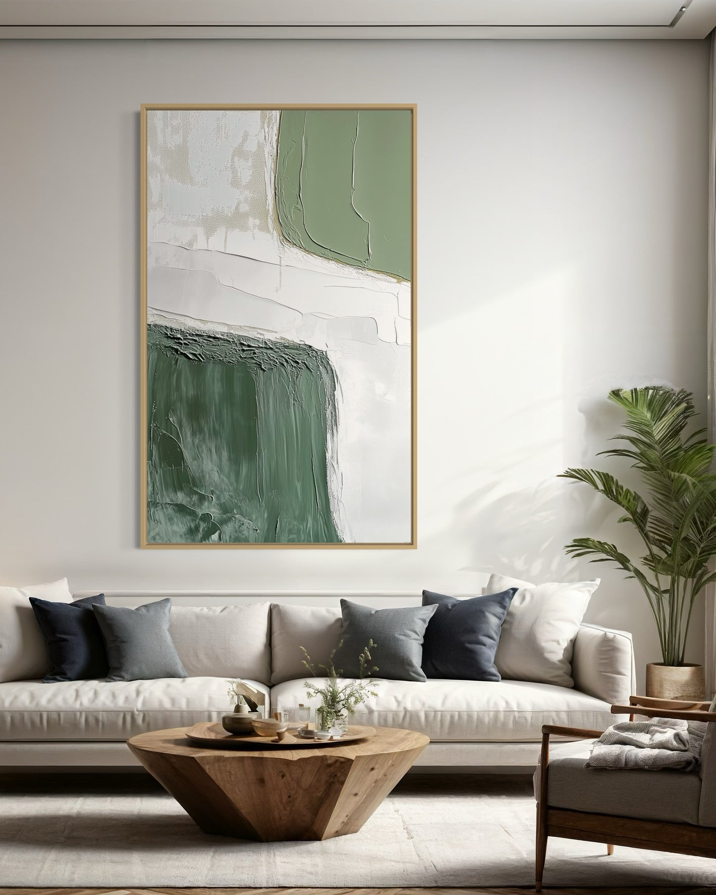 Wabi-Sabi Green White Painting WS#058