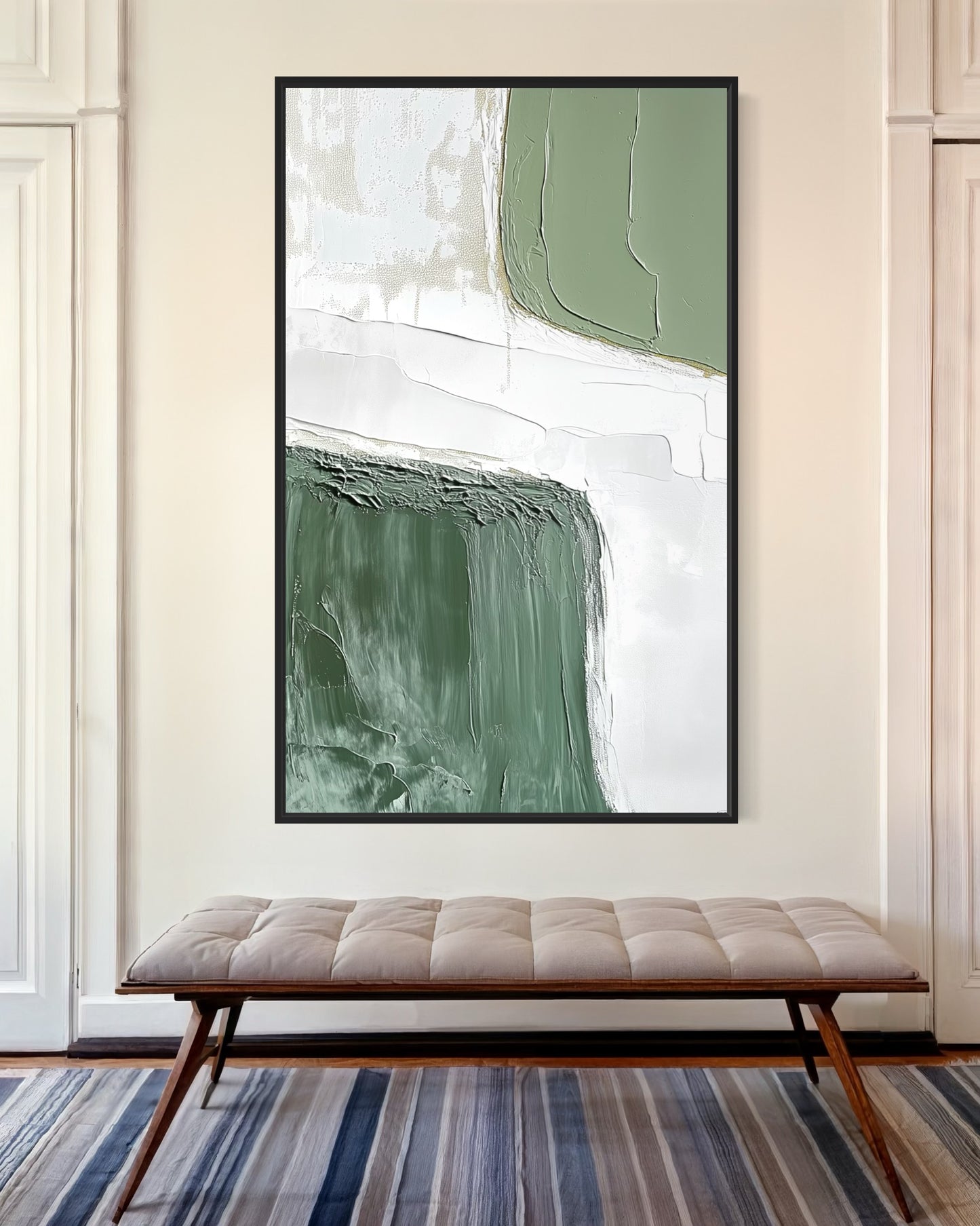 Wabi-Sabi Green White Painting WS#058