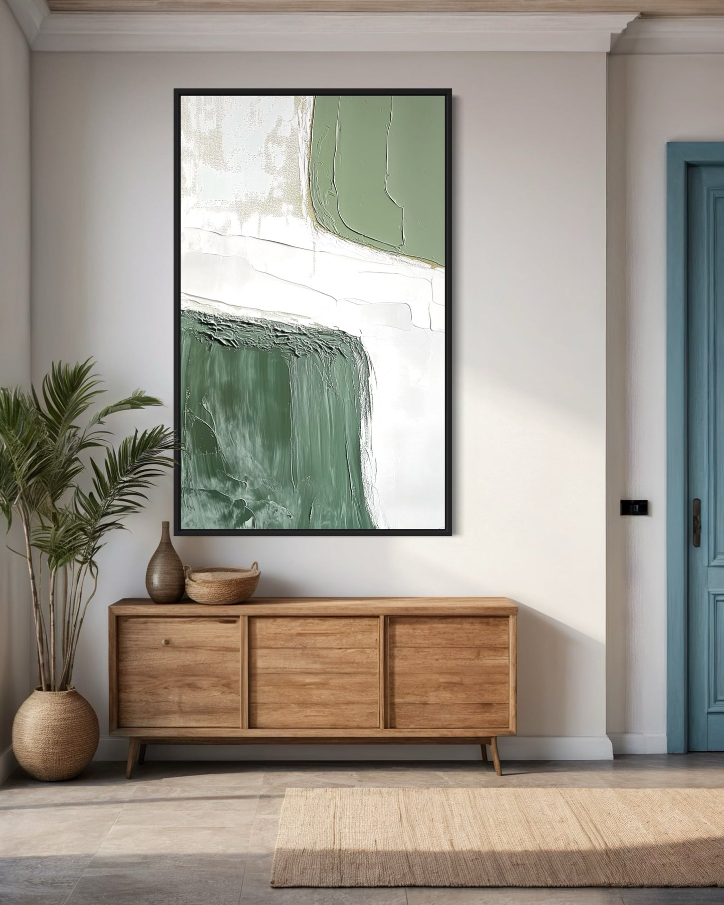 Wabi-Sabi Green White Painting WS#058