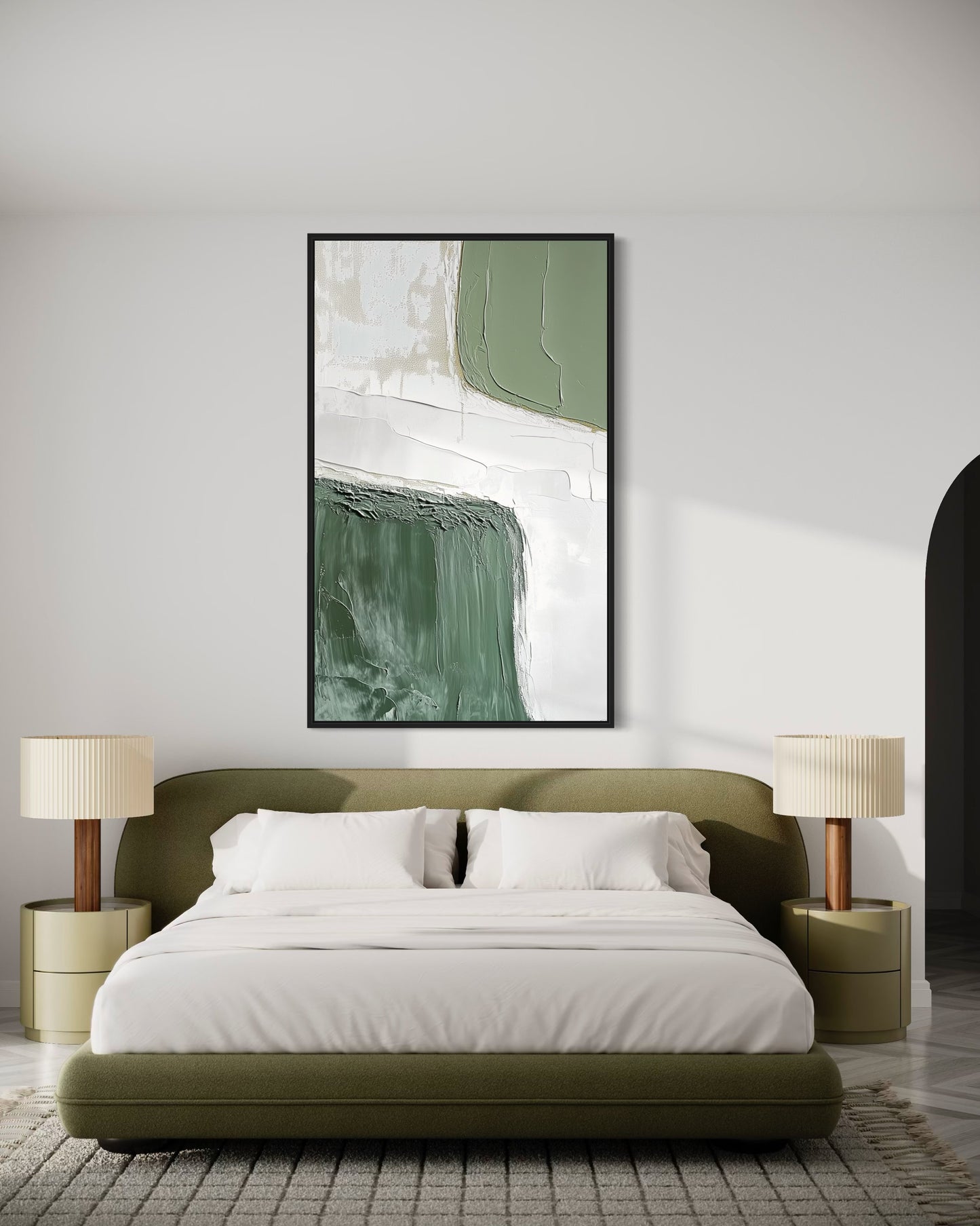 Wabi-Sabi Green White Painting WS#058