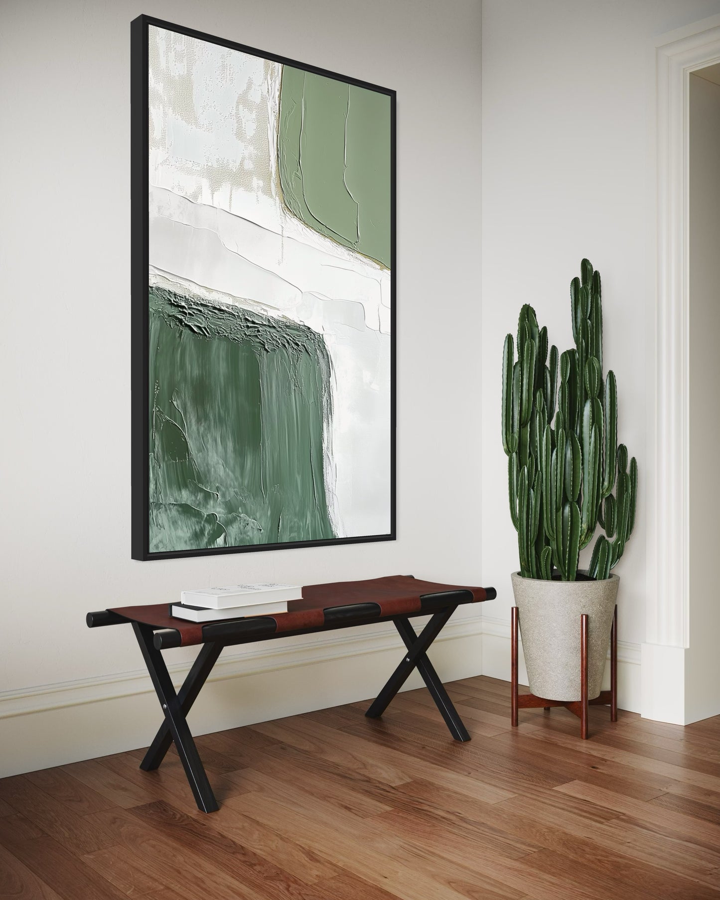 Wabi-Sabi Green White Painting WS#058