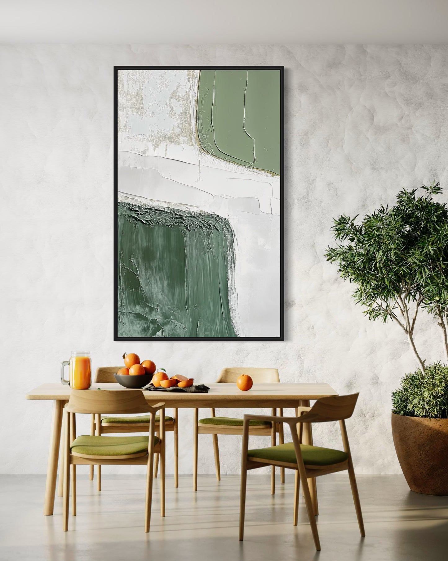 Wabi-Sabi Green White Painting WS#058