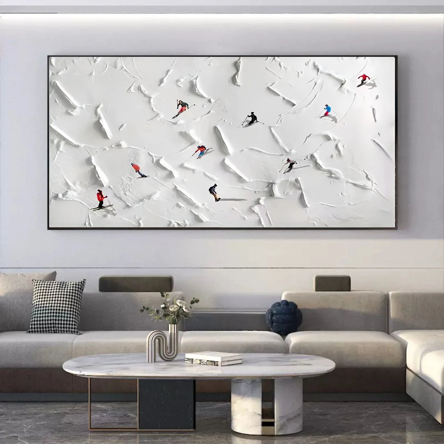 Texture Painting Skiing Snow Landscape TA#027