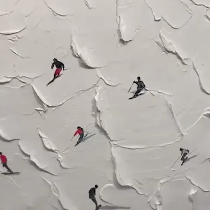 Texture Painting Skiing Snow Landscape TA#027