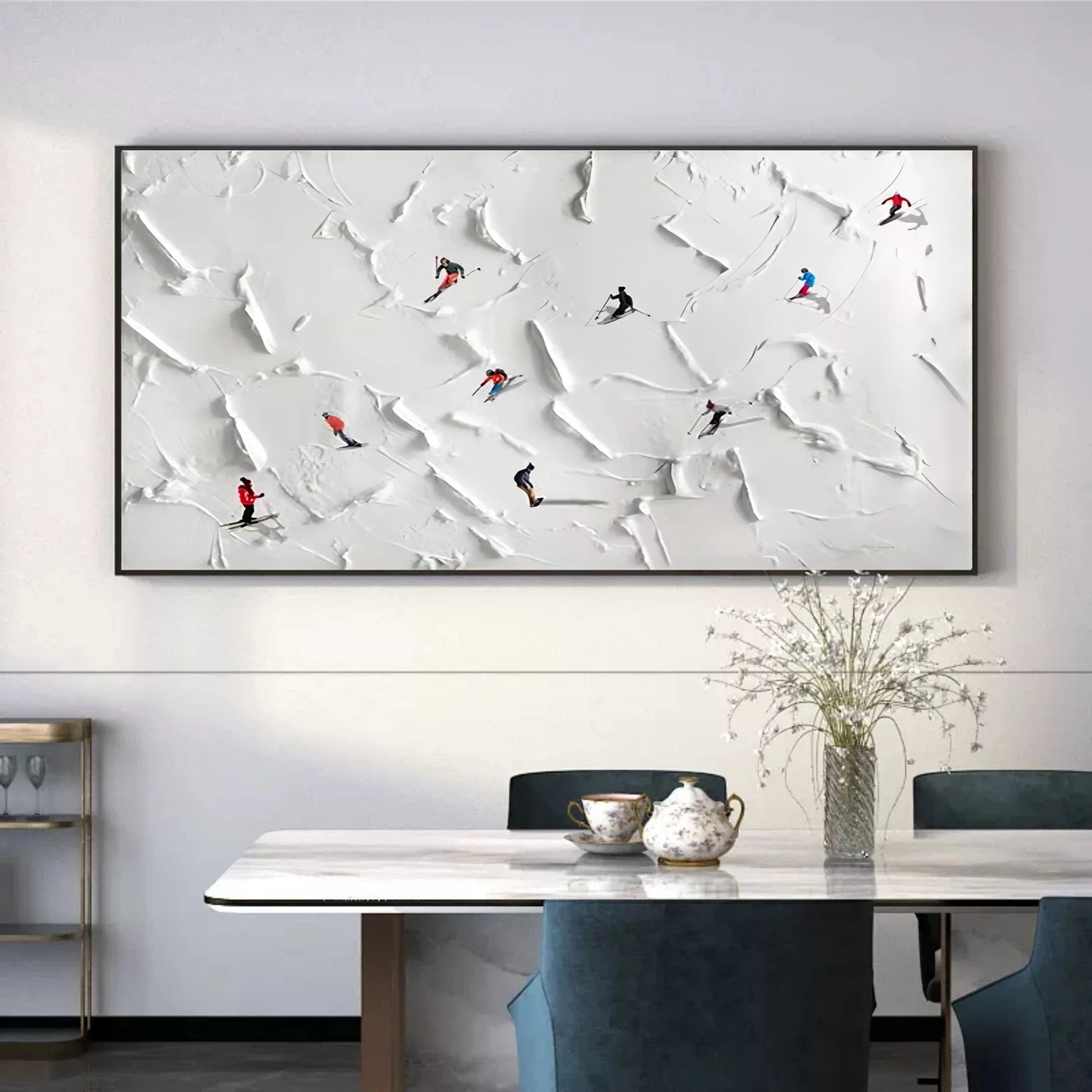 Texture Painting Skiing Snow Landscape TA#027