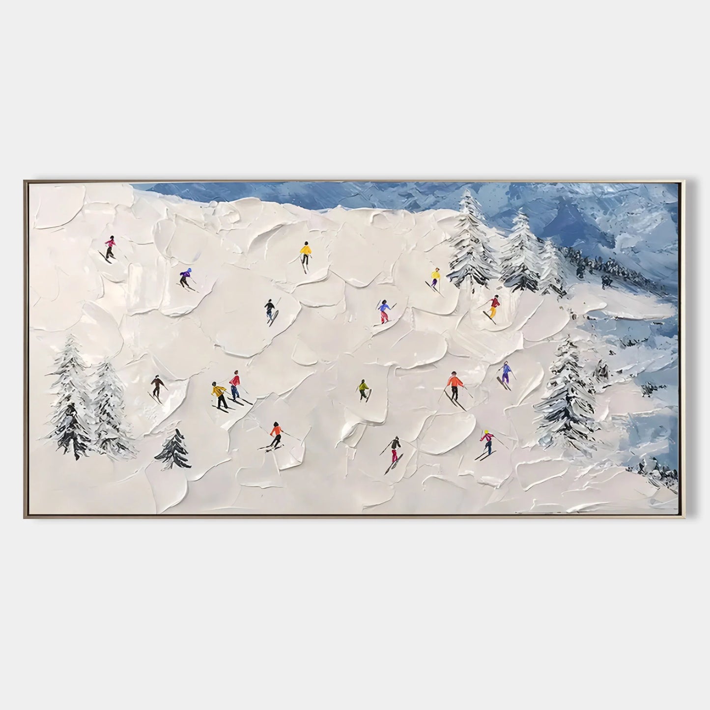 Texture Painting Snow Skiing Landscape TA#035