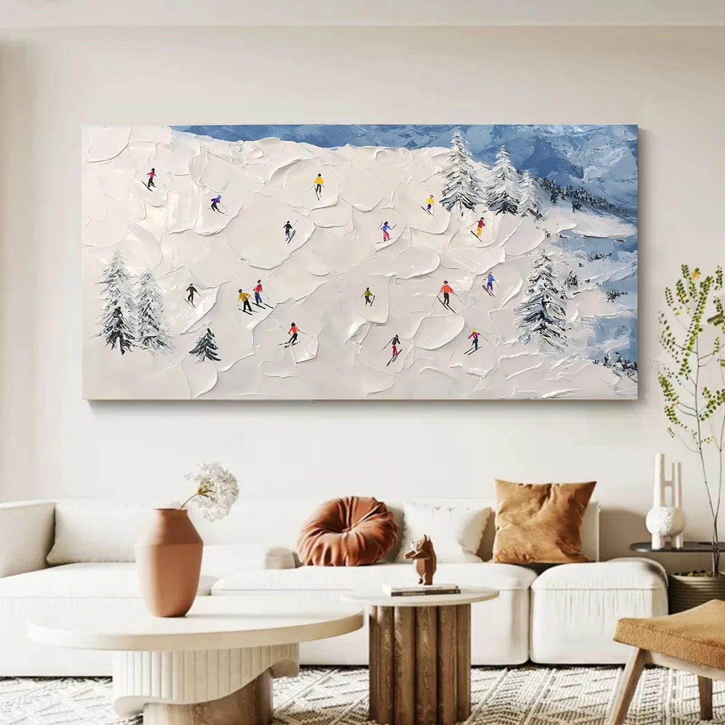 Texture Painting Snow Skiing Landscape TA#035