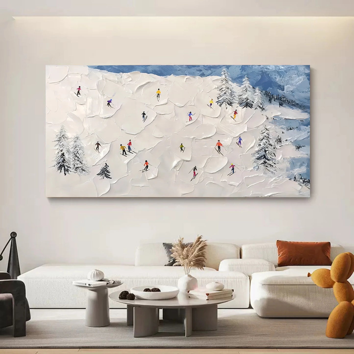 Texture Painting Snow Skiing Landscape TA#035