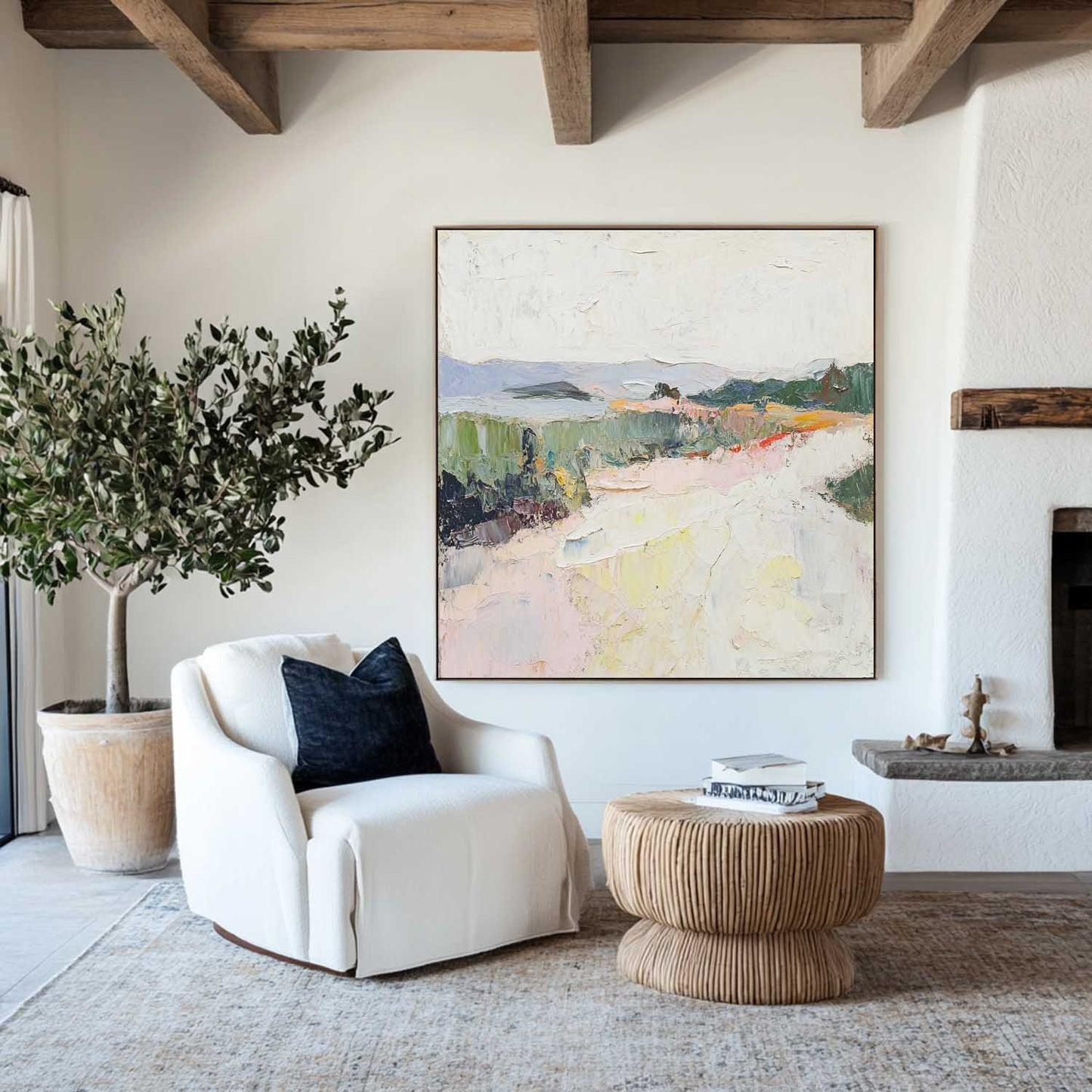 Minimalist White Landscape Painting CM#138