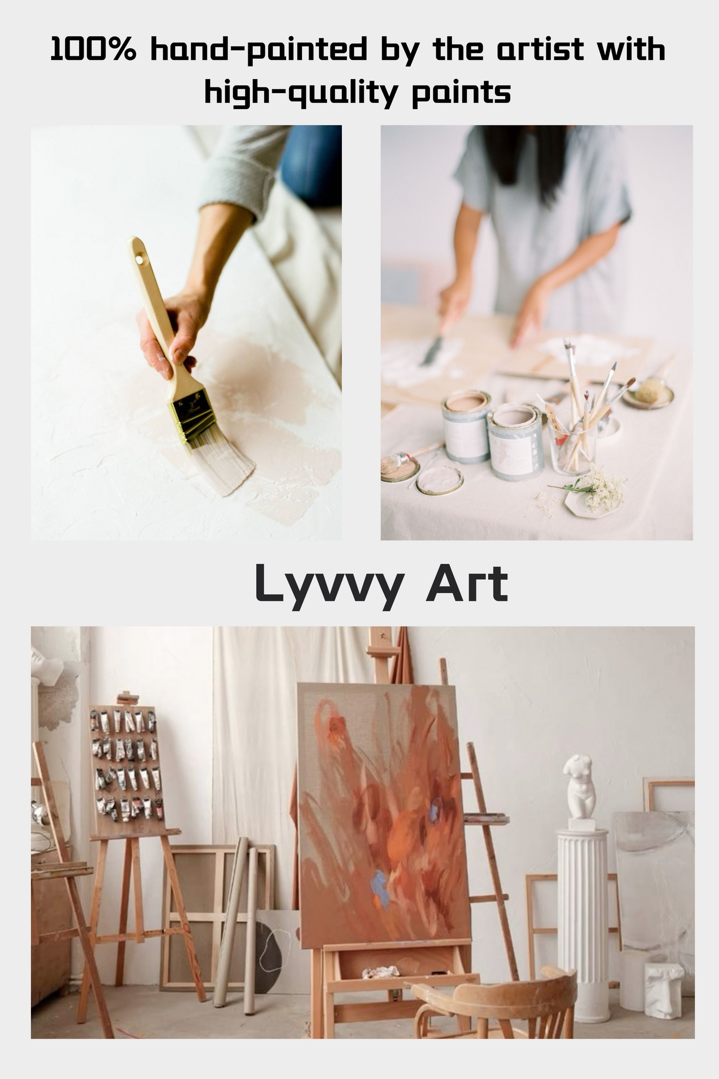 Hand-painted wall art creation process at Lyvvy Art studio