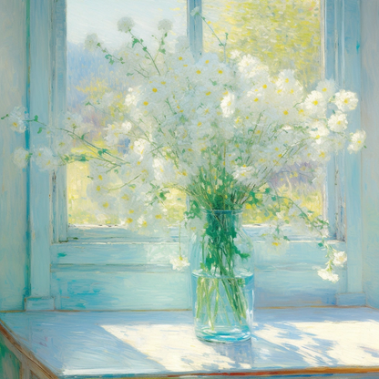 Peaceful Daisy Arrangement by the Window - Tranquil Floral Art