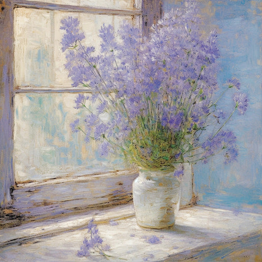 Lavender Dreams - Peaceful Floral Still Life Oil Painting