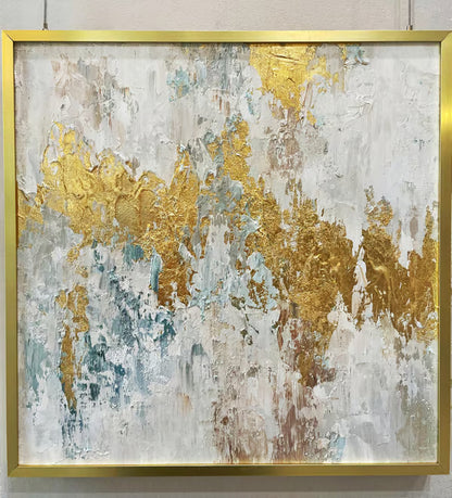 Modern Gold and White Abstract Art