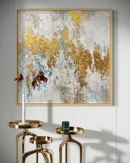 Modern Gold and White Abstract Art