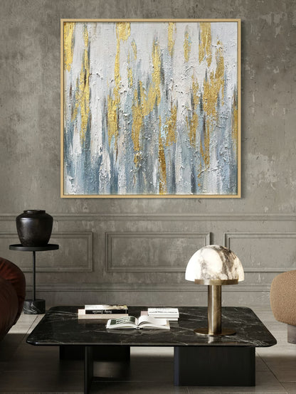 Elegant Gold and Blue Abstract Painting