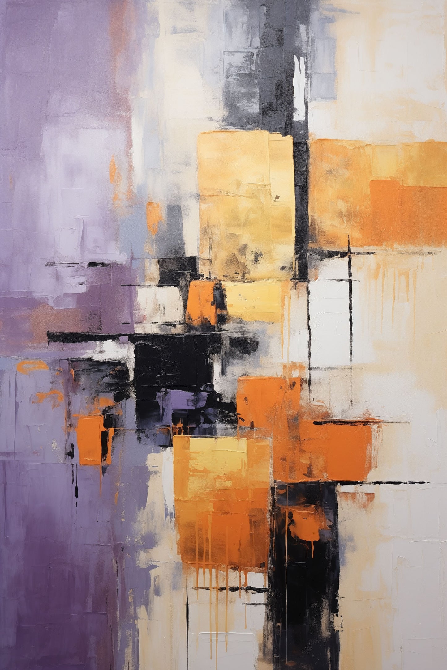 Muted Elegance - Abstract Painting in Lavender and Ochre