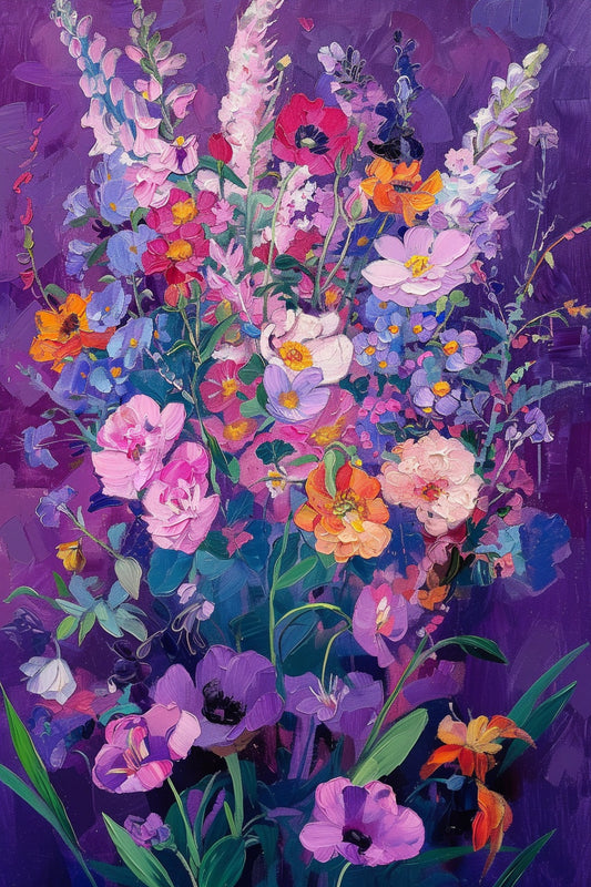 Vibrant Wildflower Bouquet Hand-Painted Canvas