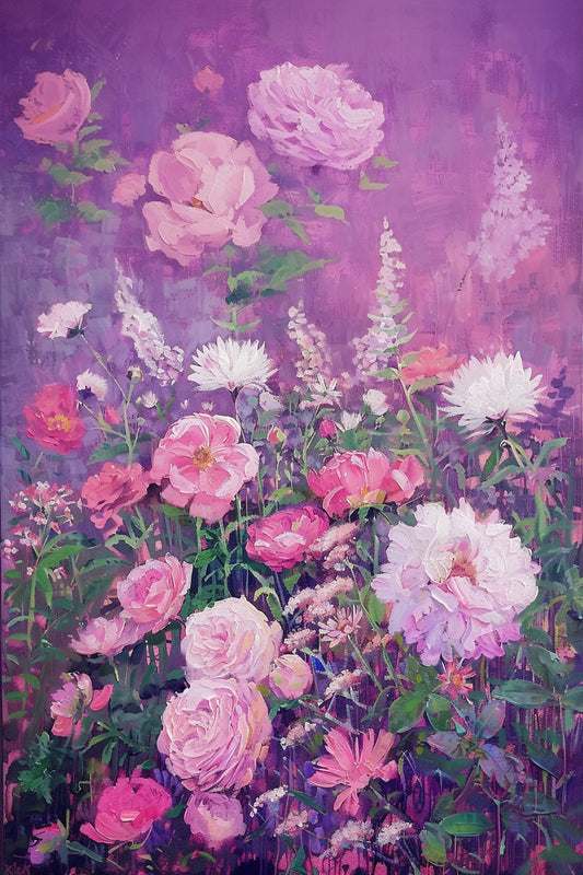 Pastel Garden Roses Canvas Art