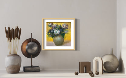 Elegant White Flowers in Brown Vase Oil Painting
